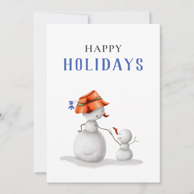 Cartes Pour Fêtes Annuelles Jolie grand-mère Snowman Joyeuses vacances (Devant)