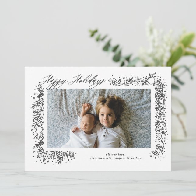 Cartes Pour Fêtes Annuelles Jolie guirlande d'ornements nostalgiques pour les  (Debout devant)