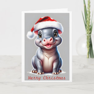 Cartes Pour Fêtes Annuelles Jolie Hippopotame Noël du Père Noël