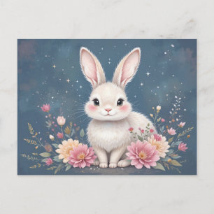 Cartes Pour Fêtes Annuelles Jolie Lapin Floral Pâques