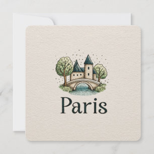 Cartes Pour Fêtes Annuelles Jolie ligne d'horizon minimaliste de Paris