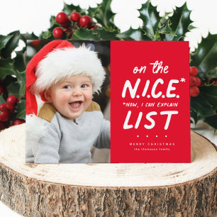 Cartes Pour Fêtes Annuelles Jolie liste drôle mignon une photo rouge Noël