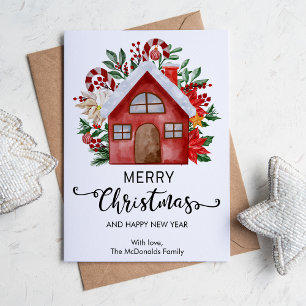 Cartes Pour Fêtes Annuelles Jolie Maison colorée Joyeux appartement de Noël
