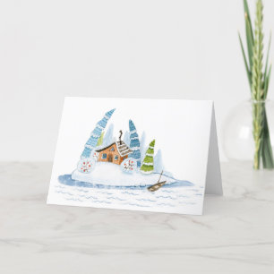 Cartes Pour Fêtes Annuelles Jolie maison d'hiver Couleur de Noël