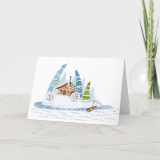 Cartes Pour Fêtes Annuelles Jolie maison d'hiver Couleur de Noël