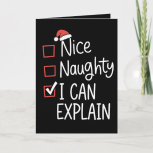 Cartes Pour Fêtes Annuelles Jolie Méchant Je peux expliquer Liste de Noël Xmas