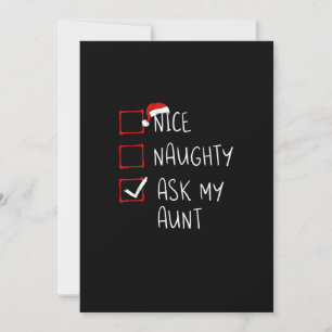 Cartes Pour Fêtes Annuelles Jolie Méchante Demande à ma Tante Liste de Noël Xm