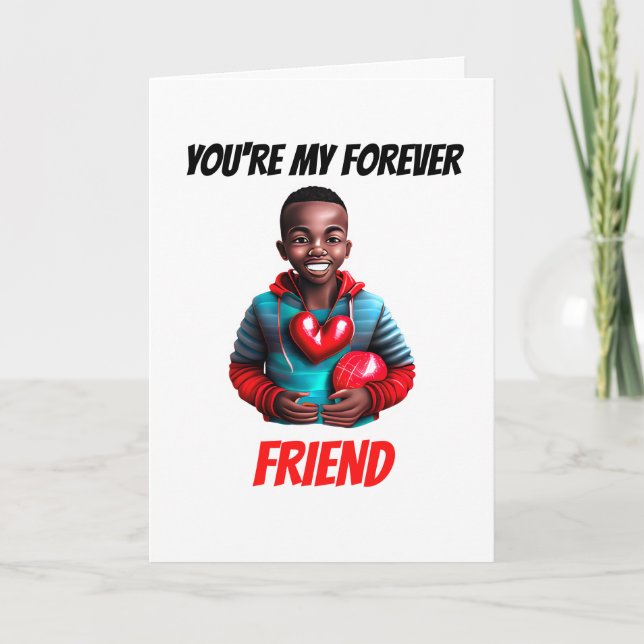 Cartes Pour Fêtes Annuelles Jolie melanin garçon pour toujours ami besties (Devant)