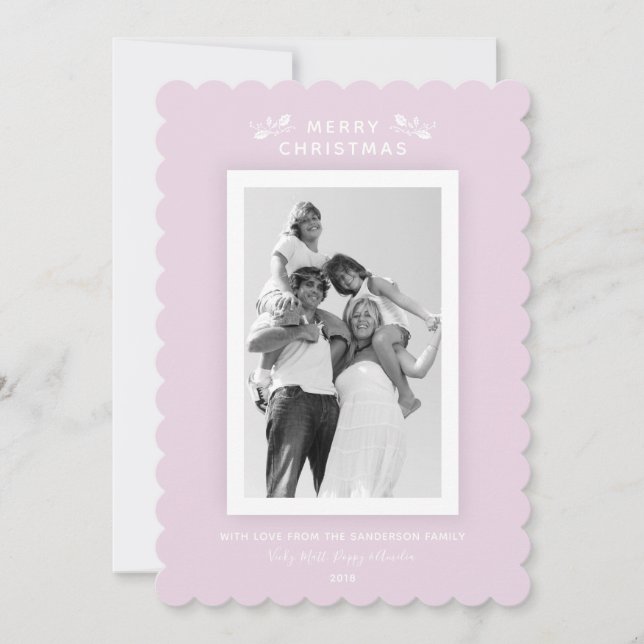 Cartes Pour Fêtes Annuelles Jolie Millennial Pink Minimale Photo de Noël (Devant)