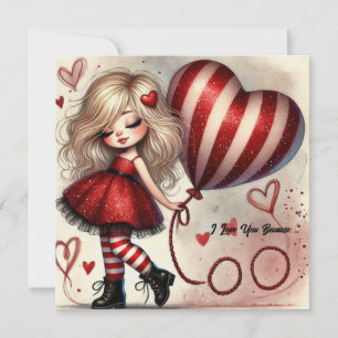Cartes Pour Fêtes Annuelles Jolie petite fille de dessin animé pour la Saint-V