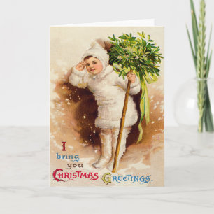 Cartes Pour Fêtes Annuelles Jolie petite fille gui neige