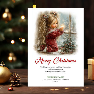 Cartes Pour Fêtes Annuelles Jolie petite fille mignonne scène de vacances cart