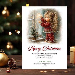 Cartes Pour Fêtes Annuelles Jolie petite fille mignonne scène de vacances de N