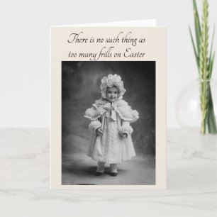 Cartes Pour Fêtes Annuelles Jolie petite fille vintage, trop de fronces, Pâque