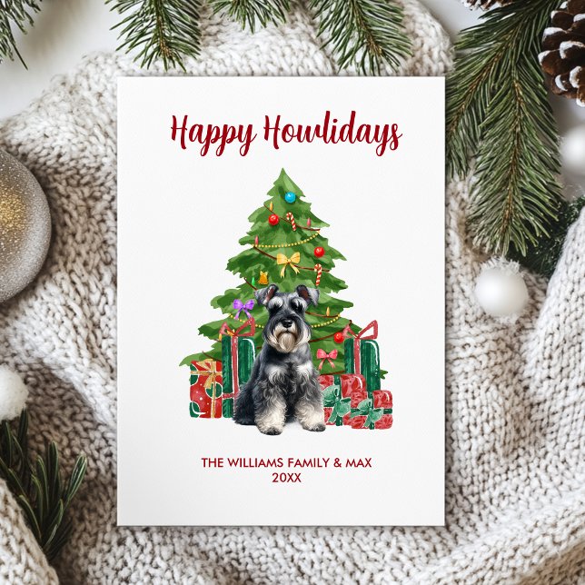 Cartes Pour Fêtes Annuelles Jolie petite Schnauzer Chien Famille Noël (Créateur téléchargé)
