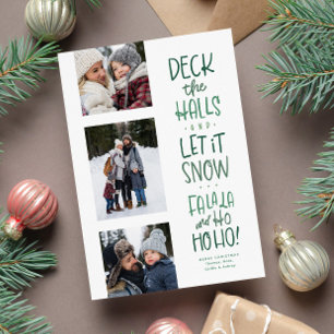 Cartes Pour Fêtes Annuelles Jolie photo amusante de Noël de type trois verte