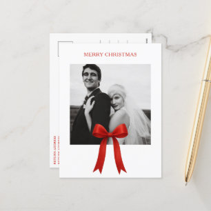 Cartes Pour Fêtes Annuelles Jolie photo avec un nœud rouge Joyeux Noël