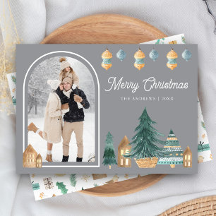 Cartes Pour Fêtes Annuelles Jolie photo d'arche nordique traditionnelle grise