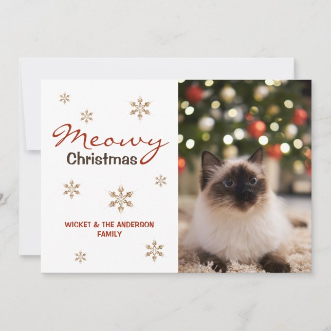 Cartes Pour Fêtes Annuelles Jolie Photo de Noël de Chat Meowy Christmas (Devant)