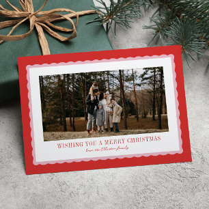 Cartes Pour Fêtes Annuelles Jolie photo de Noël en rose et rouge