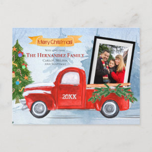 Cartes Pour Fêtes Annuelles Jolie photo Joyeux Camion Rouge rustique Noël