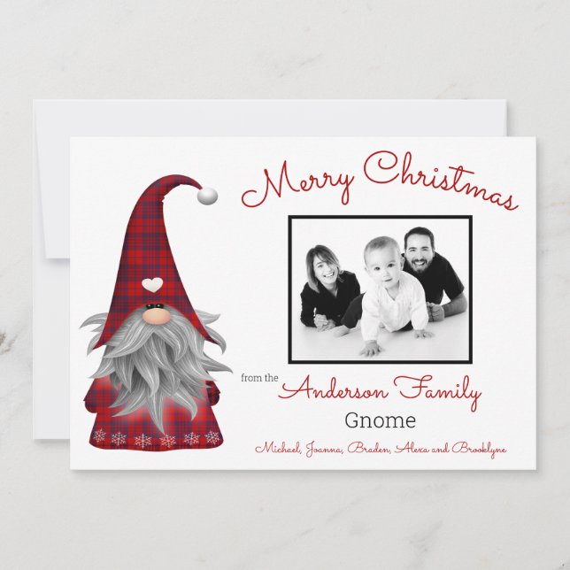 Cartes Pour Fêtes Annuelles Jolie photo Joyeux elfe de Noël Personnalisé Gnome (Devant)