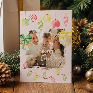 Cartes Pour Fêtes Annuelles Jolie Photo Noël Rose Fêtes