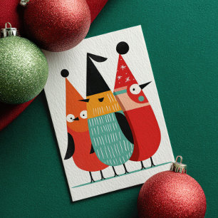 Cartes Pour Fêtes Annuelles Jolie Photo Rétro de Noël avec des Oiseaux de Dess
