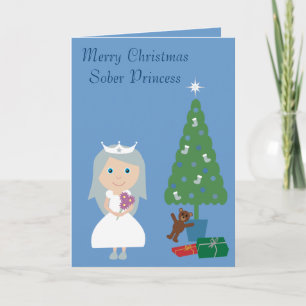 Cartes Pour Fêtes Annuelles Jolie Princesse Sober & Tree Blue Christmas Card