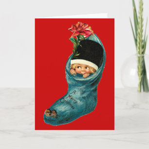 Cartes Pour Fêtes Annuelles Jolie réserve de Noël, Petit enfant, Rouge blanc