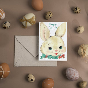 Cartes Pour Fêtes Annuelles Jolie rétro vintage lapin de Pâques ajouter le mes