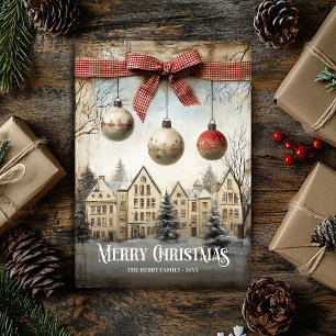 Cartes Pour Fêtes Annuelles Jolie scène de Noël aux couleurs neutres aquarelle