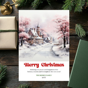 Cartes Pour Fêtes Annuelles Jolie scène de Noël rustique traditionnelle festiv