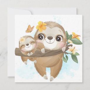Cartes Pour Fêtes Annuelles Jolie Sloth