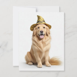 Cartes Pour Fêtes Annuelles Jolie Sorcière Golden Retriever