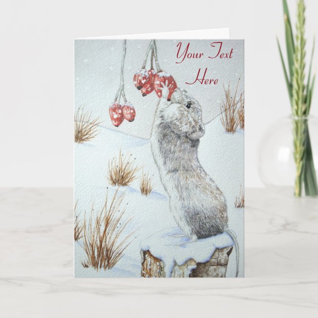 Cartes Pour Fêtes Annuelles jolie souris neige (Devant)