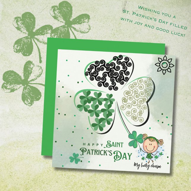 Cartes Pour Fêtes Annuelles Jolie St Patrick Petite fille (Cute St. Patrick Little Girl Holiday Card )