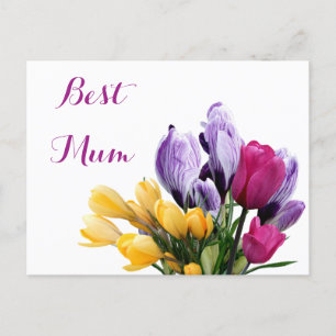 Cartes Pour Fêtes Annuelles Jolie tulipe jaune violet pour maman