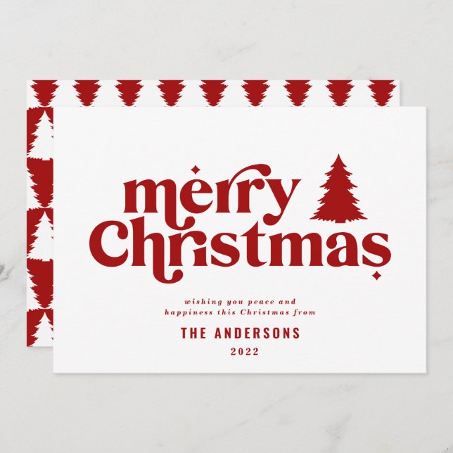 Cartes Pour Fêtes Annuelles Jolie typographie de Noël non photo (Devant / Derrière)