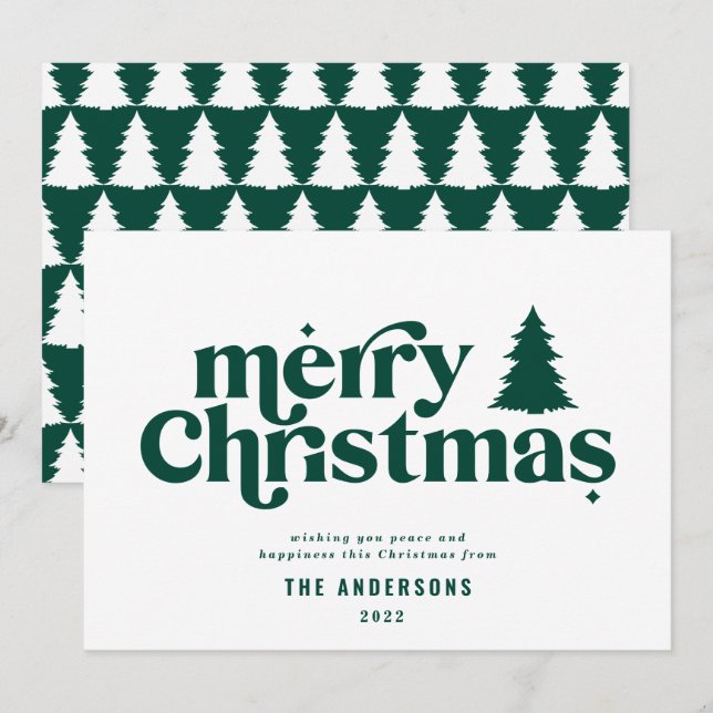 Cartes Pour Fêtes Annuelles Jolie typographie de Noël non photo H (Devant / Derrière)