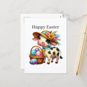 Cartes Pour Fêtes Annuelles Jolie vache de Pâques