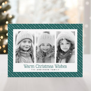 Cartes Pour Fêtes Annuelles Jolies bandes pointillées joyeux Noël 3 photos ver