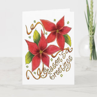 Cartes Pour Fêtes Annuelles Jolies Bonnes Fêtes de Noël avec Poinsettias
