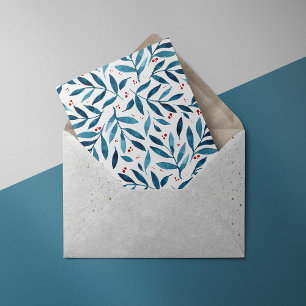 Cartes Pour Fêtes Annuelles Jolies branches d'aquarelle - turquoise et rouge