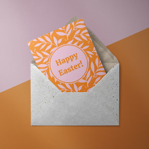 Cartes Pour Fêtes Annuelles Jolies branches pastel - orange et rose Pâques