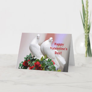 Cartes Pour Fêtes Annuelles Jolies colombes blanches Saint Valentin pliées