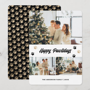 Cartes Pour Fêtes Annuelles Jolies fêtes de fin d'année Pawlidays en or noir 3