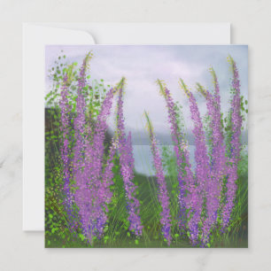 Cartes Pour Fêtes Annuelles Jolies Fleurs Lupines Au Bord Du Lac