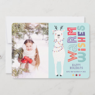 Cartes Pour Fêtes Annuelles Jolies guirlandes lumineuses de Noël avec un lama 