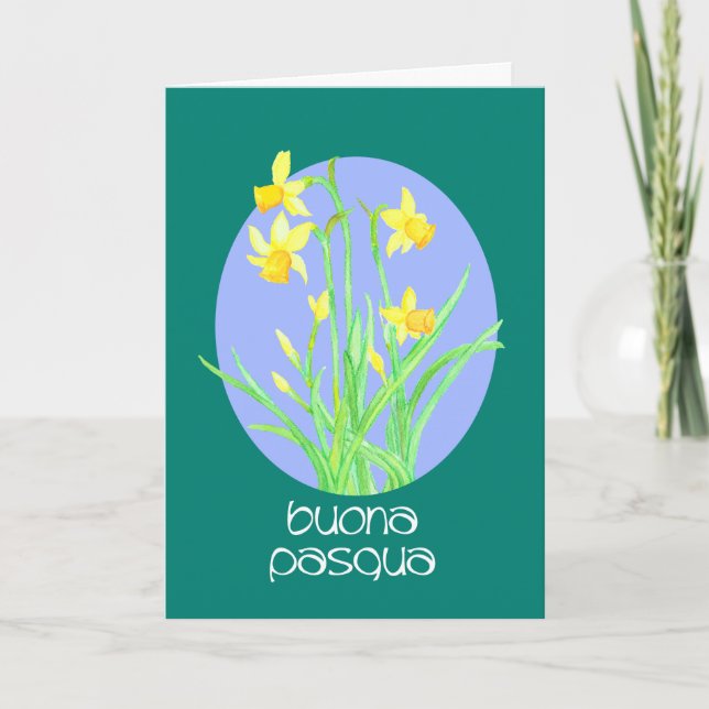 Cartes Pour Fêtes Annuelles Jolies jonquilles Pâques de langue italienne (Devant)